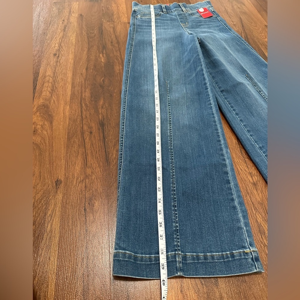 SPANX Seamed Front Wide Leg Jeans In Vintage Índigo Wash - Picture 12 of 15